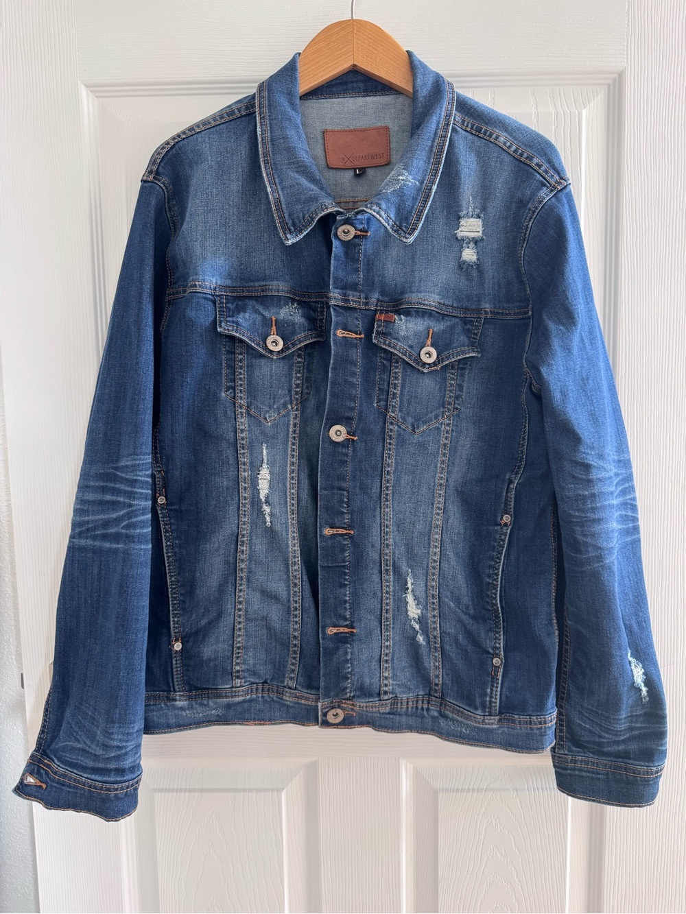 Men's Departwest Distressed Blue Denim Jacket